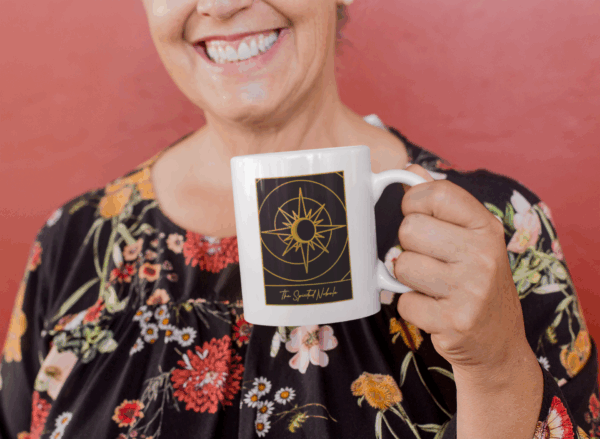 The Spirited Nebula Tarot Card Logo Ceramic Mug, (15oz) - Image 3