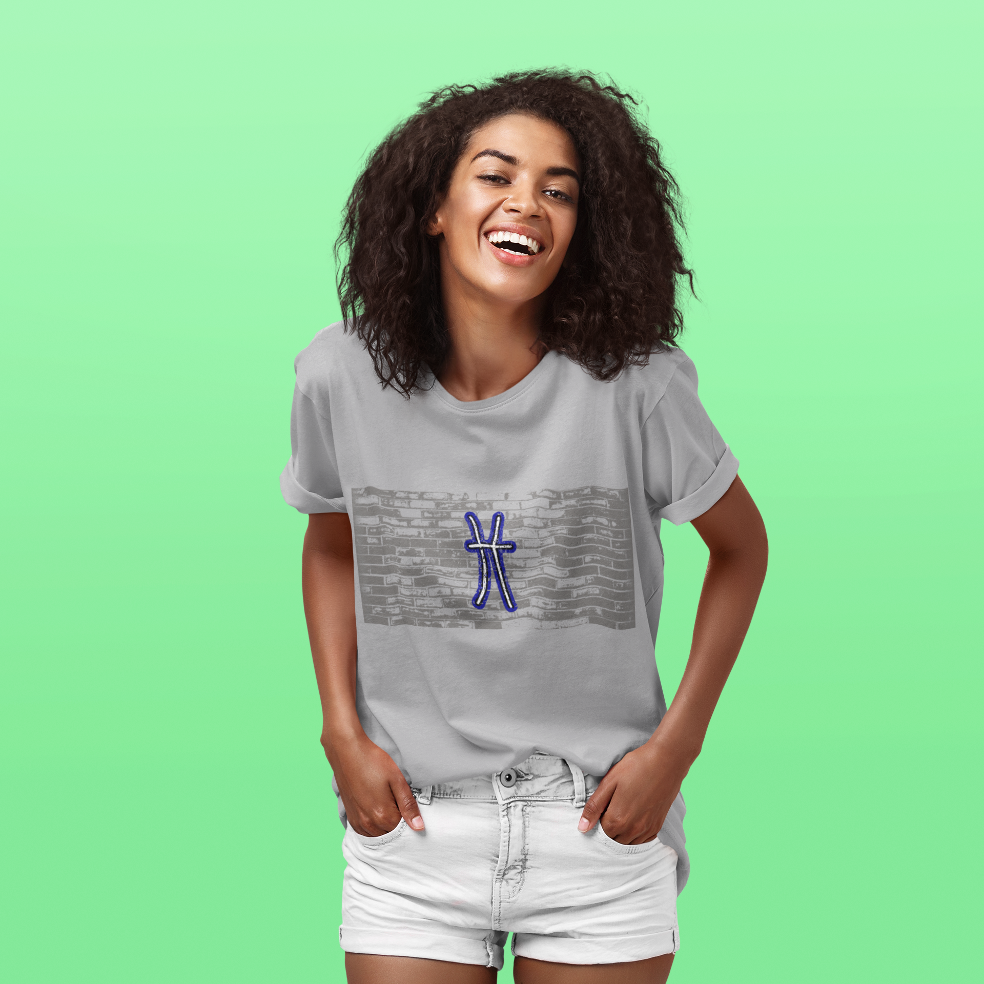 Grunge Brick Wall Pisces Water Unisex Softstyle T-Shirt
