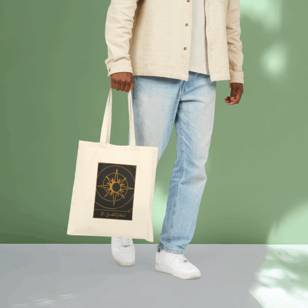 Canvas Bag Tarot Card Logo Black and Burnt Gold Tones - Image 5