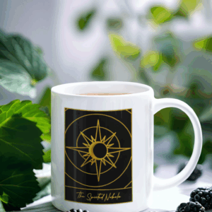 The Spirited Nebula Tarot Card Logo Ceramic Mug, (15oz)