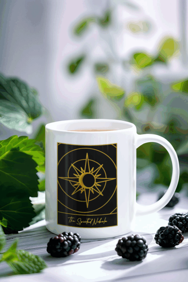 The Spirited Nebula Tarot Card Logo Ceramic Mug, (15oz)