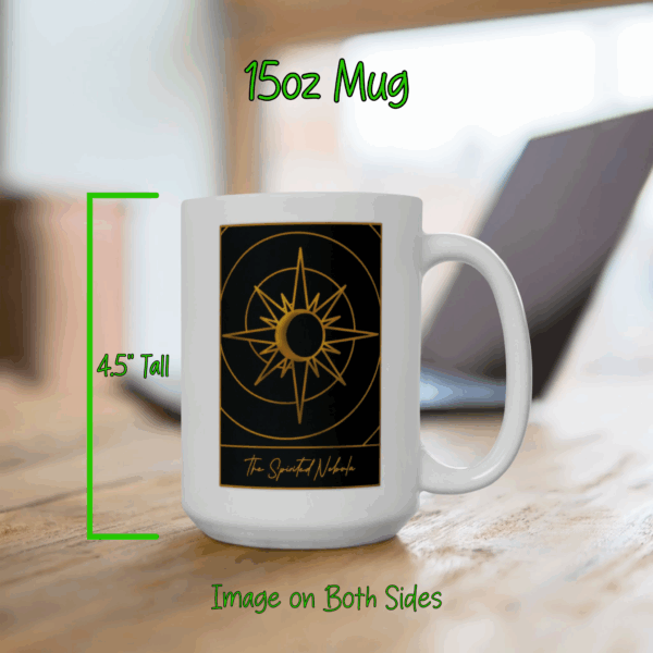 The Spirited Nebula Tarot Card Logo Ceramic Mug, (15oz) - Image 2