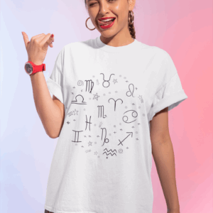 Zodiac Doodle Circle Black Graphic Unisex Softstyle T-Shirt