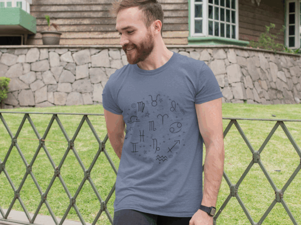 Zodiac Doodle Circle Black Graphic Unisex Softstyle T-Shirt - Image 9