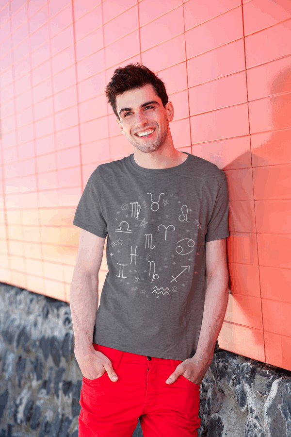 Zodiac Doodle Circle White Graphic Unisex Softstyle T-Shirt - Image 9