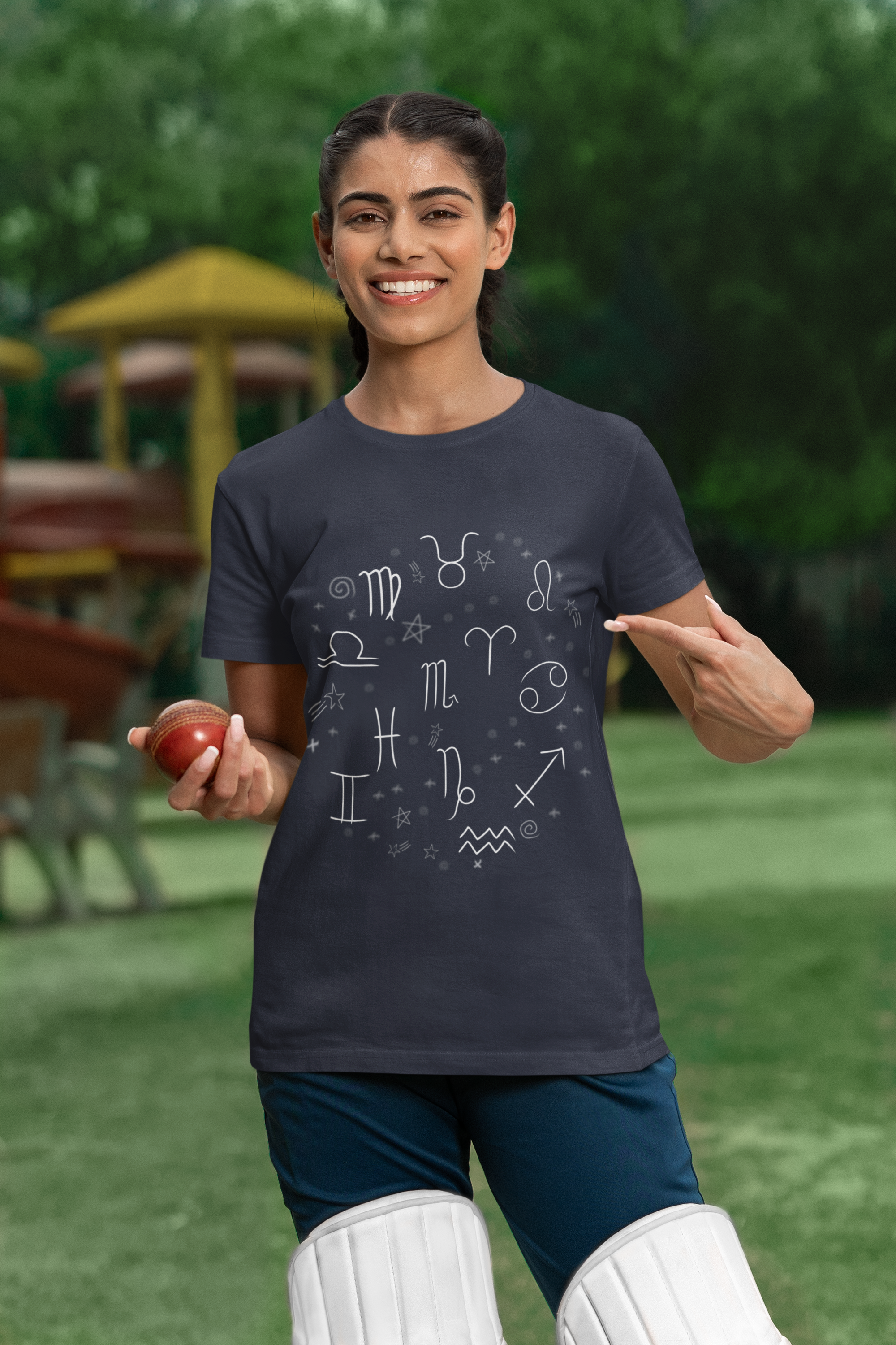 Zodiac Doodle Circle White Graphic Unisex Softstyle T-Shirt