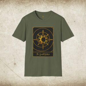 the-spirited-nebula-tarot-card-logo-unisex-softstyle-t-shirt military green 1-rough texture background