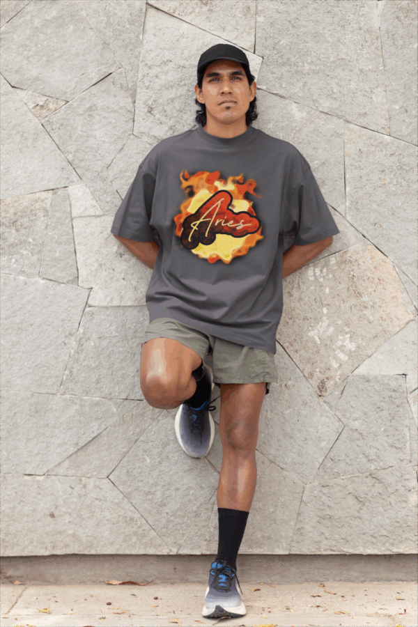 Bubble Aries Fire Sign Unisex Softstyle T-Shirt - Image 3