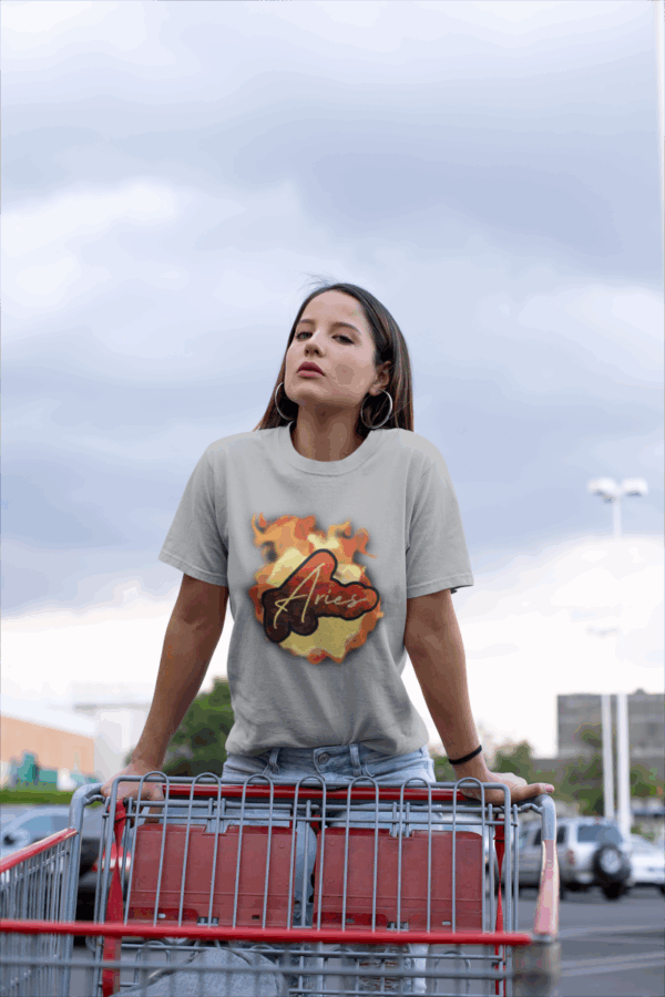 Bubble Aries Fire Sign Unisex Softstyle T-Shirt - Image 5