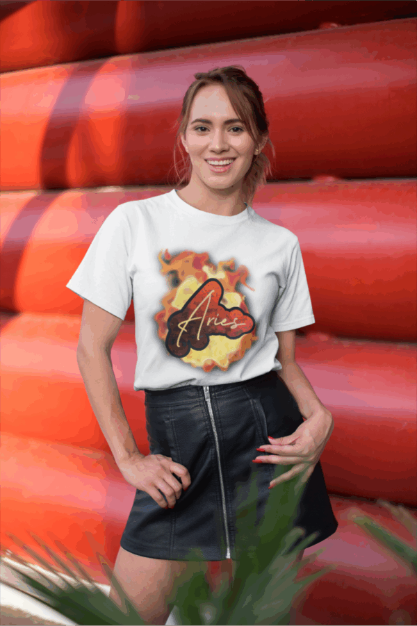 Bubble Aries Fire Sign Unisex Softstyle T-Shirt - Image 7