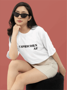Capricorn AF White person red background