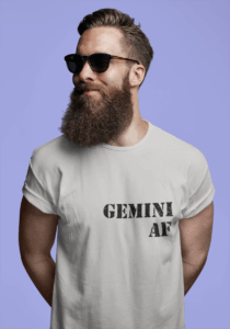 Gemini AF Ice Grey person purple background