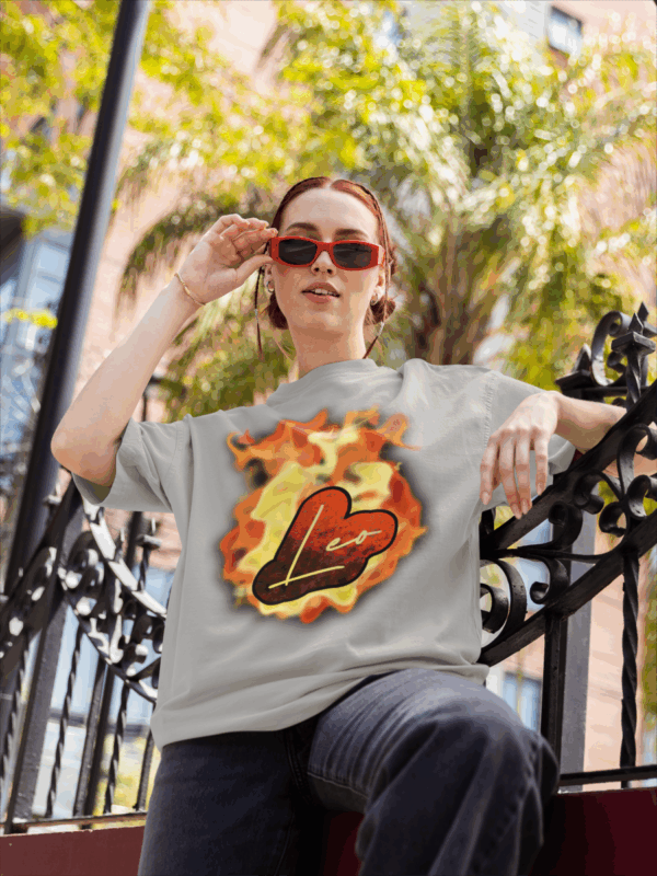 Bubble Leo Fire Sign Unisex Softstyle T-Shirt - Image 5