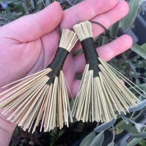 Handmade Tiny Hawk Tail Broom with Forest Green Handle, Hanging Loop