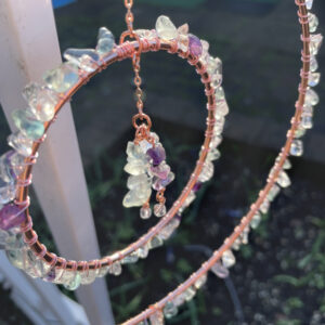 Handmade Crystal Chip Suncatcher, Fluorite and Clear Quartz Chips