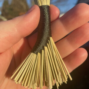 Handmade Tiny Hen Wing 3" Broom with Solid Forest Green Handle