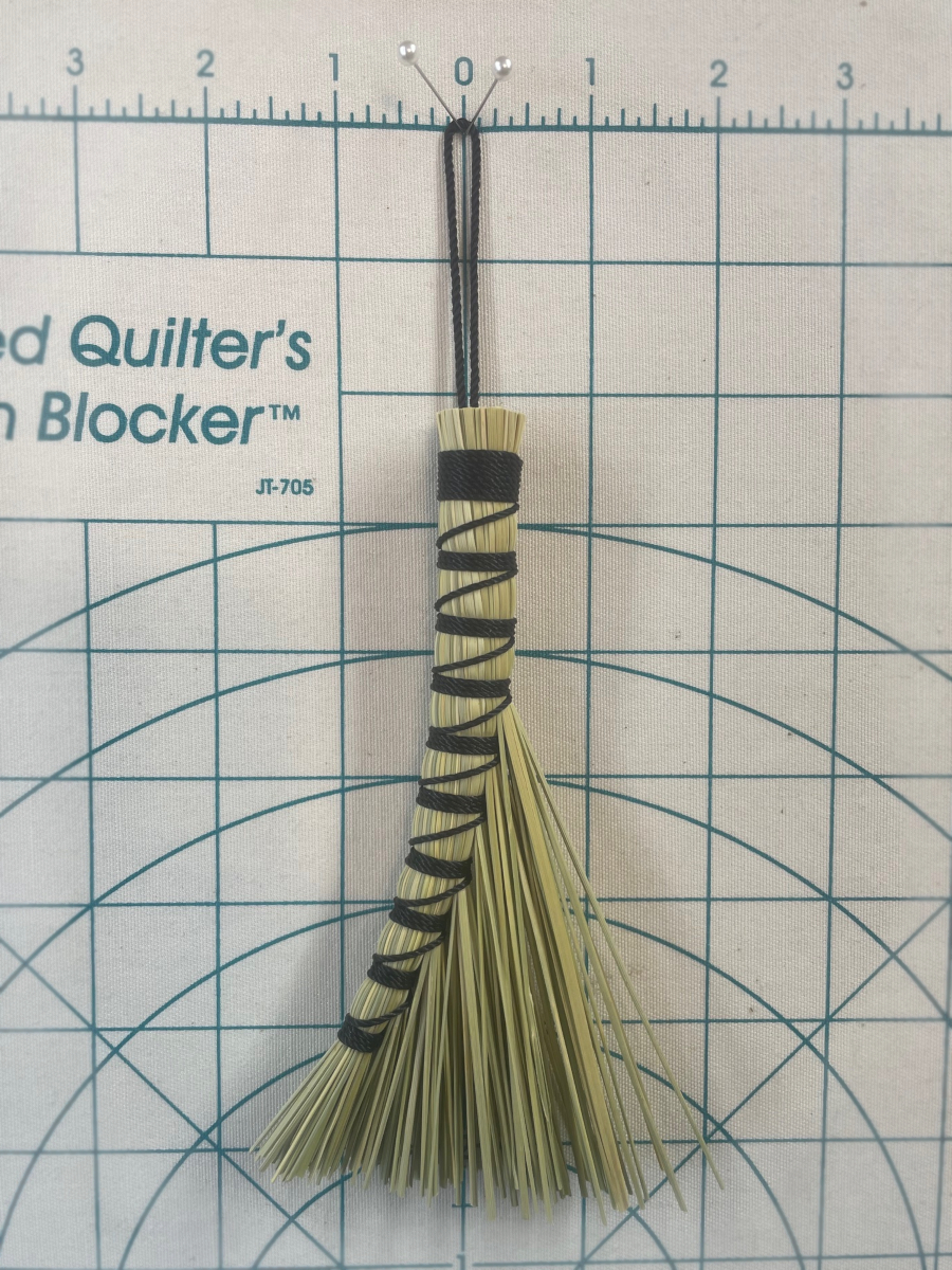 Handmade Small Turkey Wing 6" Broom with Black Handle, Hanging Loop - Image 8