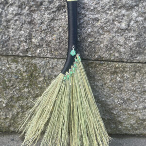 Handmade Hen Wing 12" Hand Broom with Black Handle, UG Star Charm and Double Loop