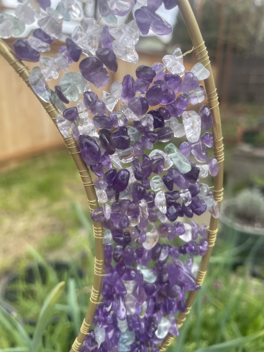 Handmade Moon Crystal Chip Suncatcher, Amethyst Fluorite and Clear Quartz - Image 2