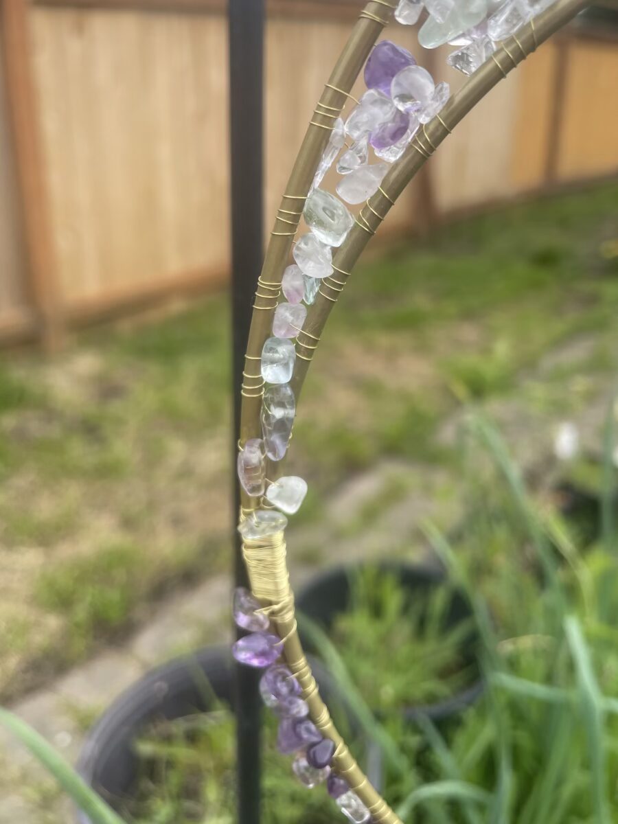 Handmade Moon Crystal Chip Suncatcher, Amethyst Fluorite and Clear Quartz - Image 4