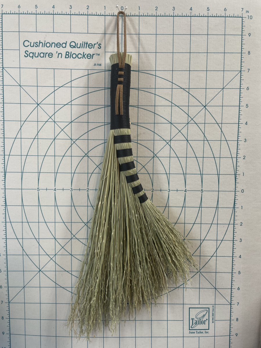 Handmade Turkey Wing Hand Broom 16", Black Handle with Obsidian and Copper Accents - Image 7