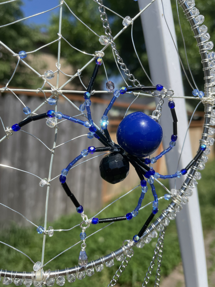 Handmade Spider on Web Suncatcher, Blue and Black Accents - Image 5