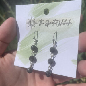 Handmade Earrings, Dangle Labradorite Beads with Stainless Steel Fishhook Ear Wire