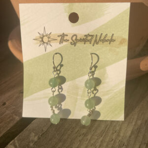 Handmade Earrings, Dangle Green Aventurine Beads with Stainless Steel Fishhook Ear Wire