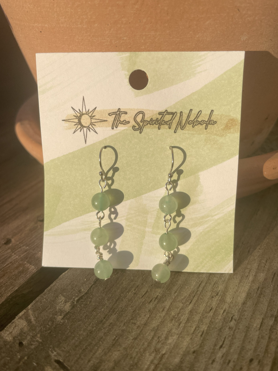 Handmade Earrings, Dangle Green Aventurine Beads with Stainless Steel Fishhook Ear Wire