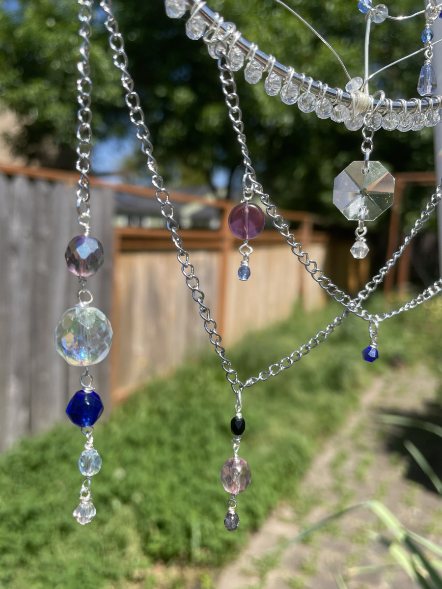 Handmade Spider on Web Suncatcher, Blue and Black Accents - Image 3