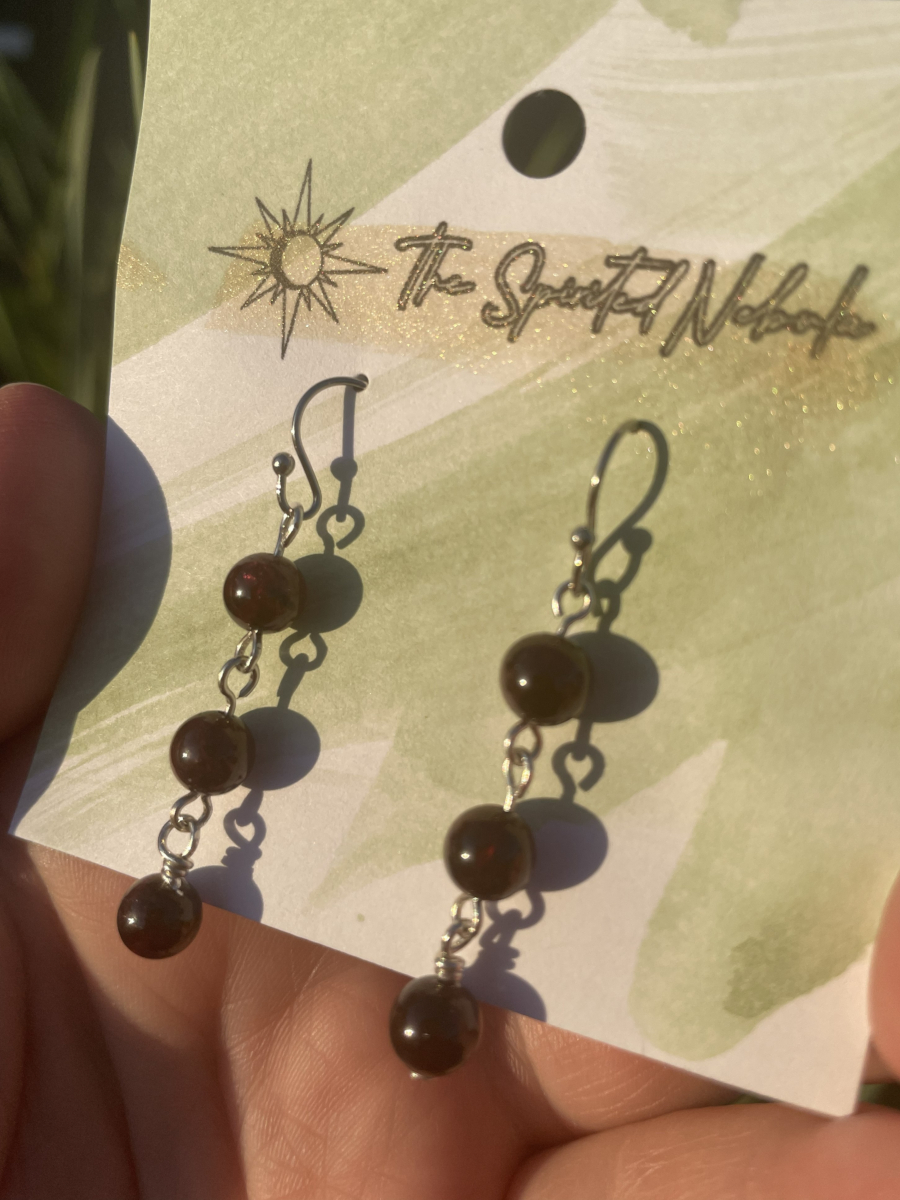 Handmade Earrings, Dangle Red Garnet Beads with Stainless Steel Fishhook Ear Wire - Image 3