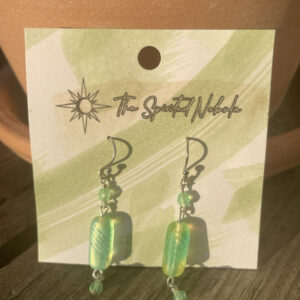 Handmade Earrings, Blue and Green Uranium Glass Beads with Stainless Steel Fishhook Ear Wire