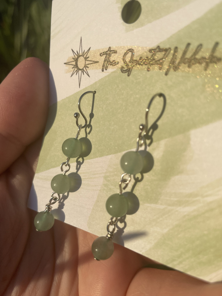 Handmade Earrings, Dangle Green Aventurine Beads with Stainless Steel Fishhook Ear Wire - Image 4