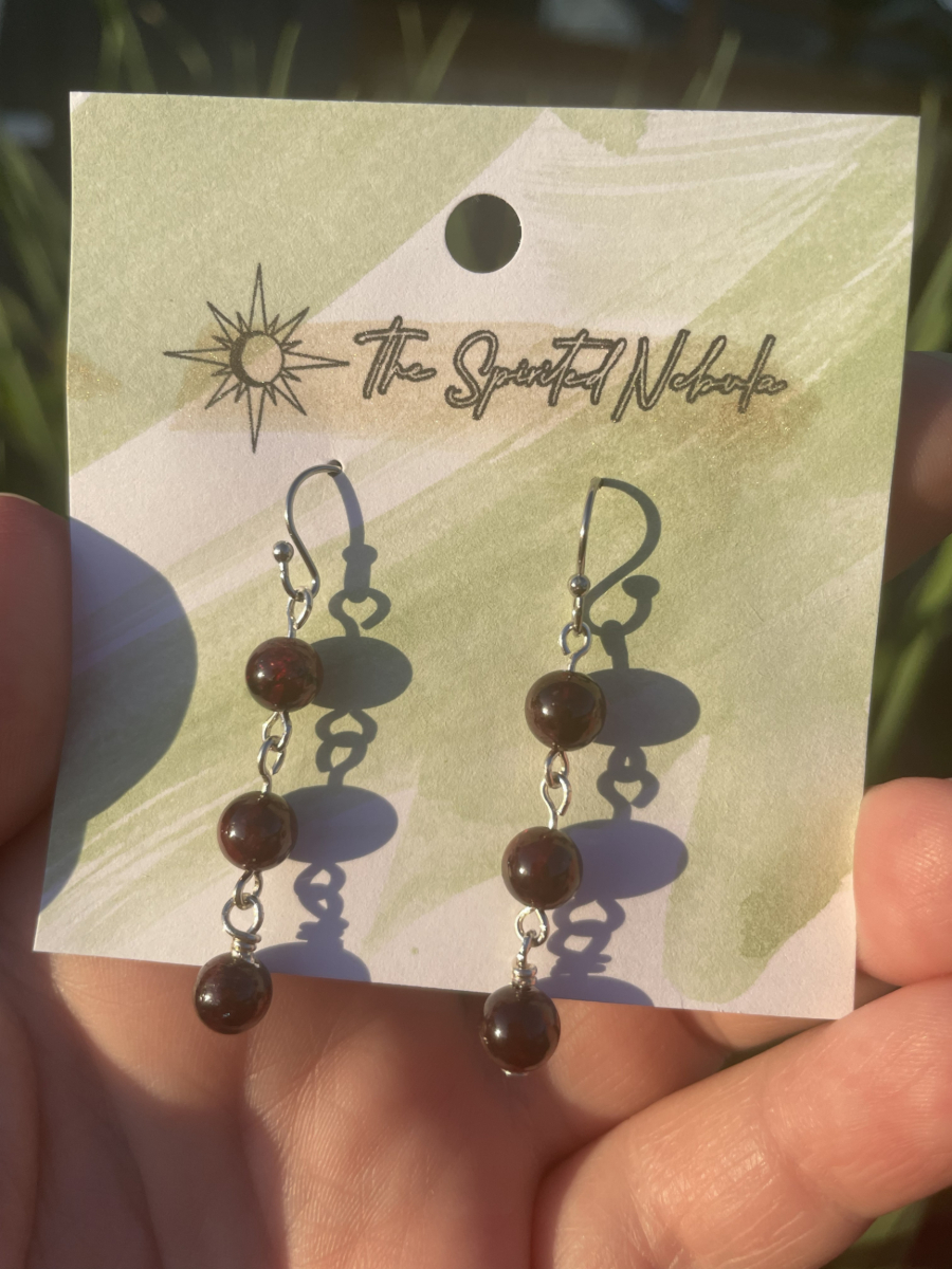 Handmade Earrings, Dangle Red Garnet Beads with Stainless Steel Fishhook Ear Wire - Image 4