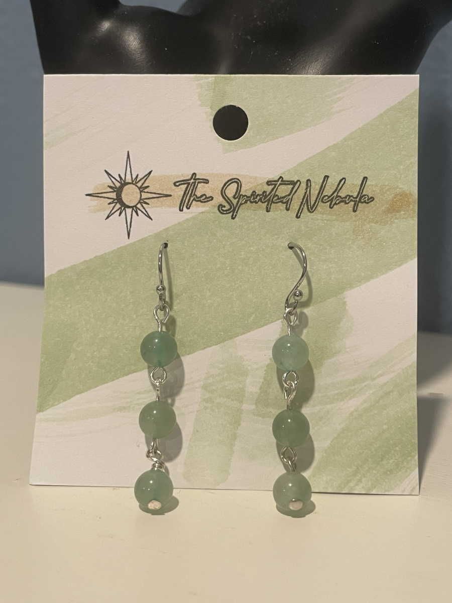 Handmade Earrings, Dangle Green Aventurine Beads with Stainless Steel Fishhook Ear Wire - Image 3