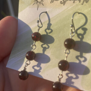 Handmade Earrings, Dangle Red Garnet Beads with Stainless Steel Fishhook Ear Wire