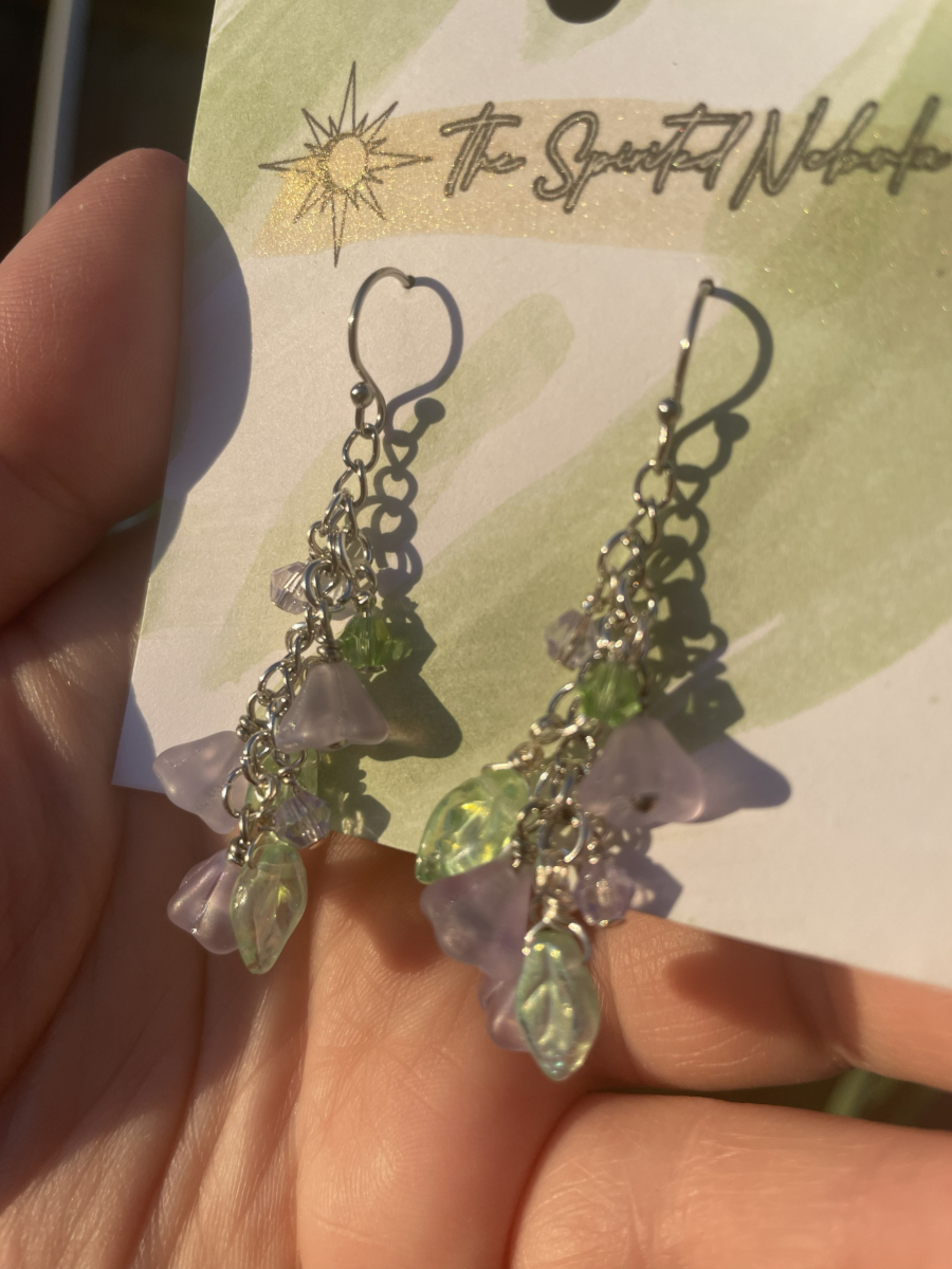 Handmade Earrings, Dangle Flower and Leaf Glass Beads with Stainless Steel Fishhook Ear Wire - Image 4