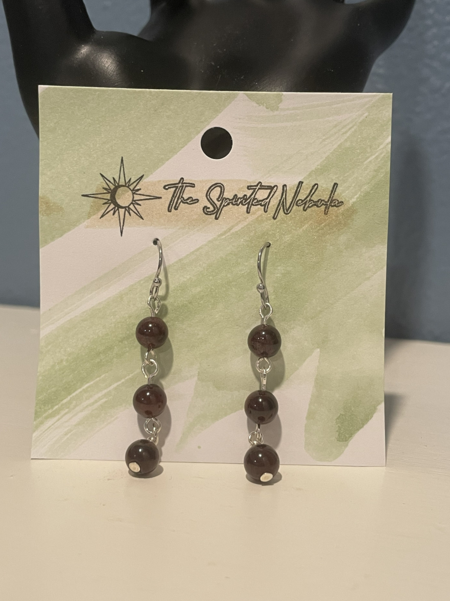Handmade Earrings, Dangle Red Garnet Beads with Stainless Steel Fishhook Ear Wire - Image 5