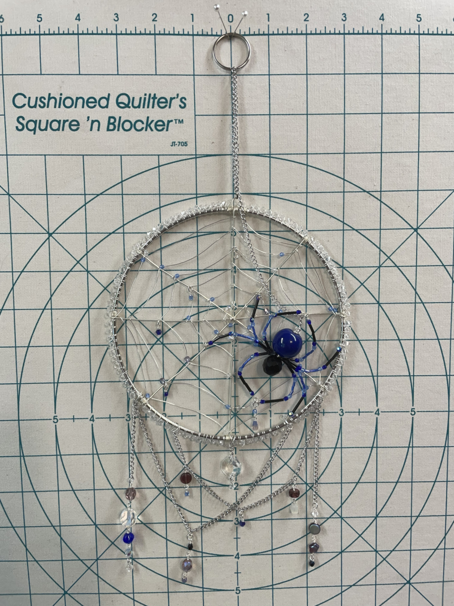 Handmade Spider on Web Suncatcher, Blue and Black Accents - Image 6