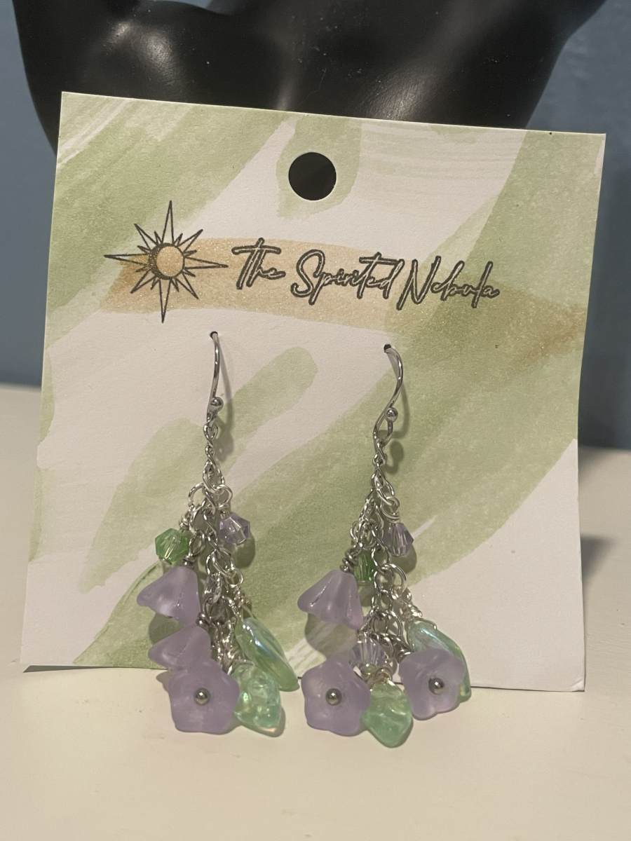 Handmade Earrings, Dangle Flower and Leaf Glass Beads with Stainless Steel Fishhook Ear Wire - Image 6