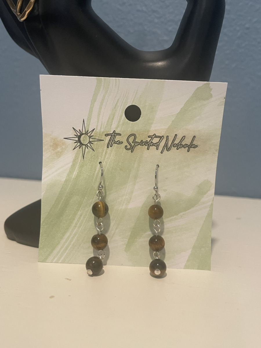Handmade Earrings, Dangle Tiger Eye Beads with Stainless Steel Fishhook Ear Wire - Image 5