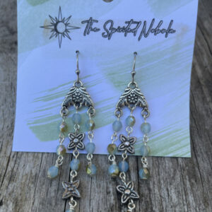Handmade Earrings Chandelier Style, Pastel Blue Glass Beads with Stainless Steel Fishhook Ear Wire