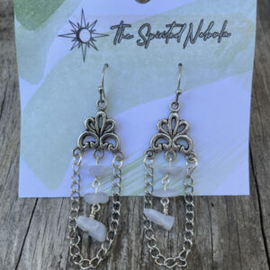 Handmade Earrings Chandelier Style, Blue Lace Agate Chips with Stainless Steel Fishhook Ear Wire