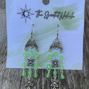 Handmade Earrings Chandelier Style, Teal Uranium Glass Beads with Stainless Steel Fishhook Ear Wire