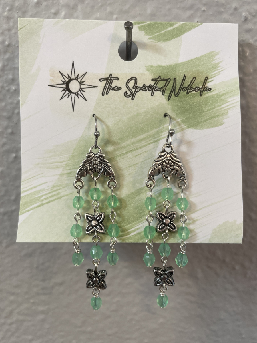 Handmade Earrings Chandelier Style, Teal Uranium Glass Beads with Stainless Steel Fishhook Ear Wire - Image 5