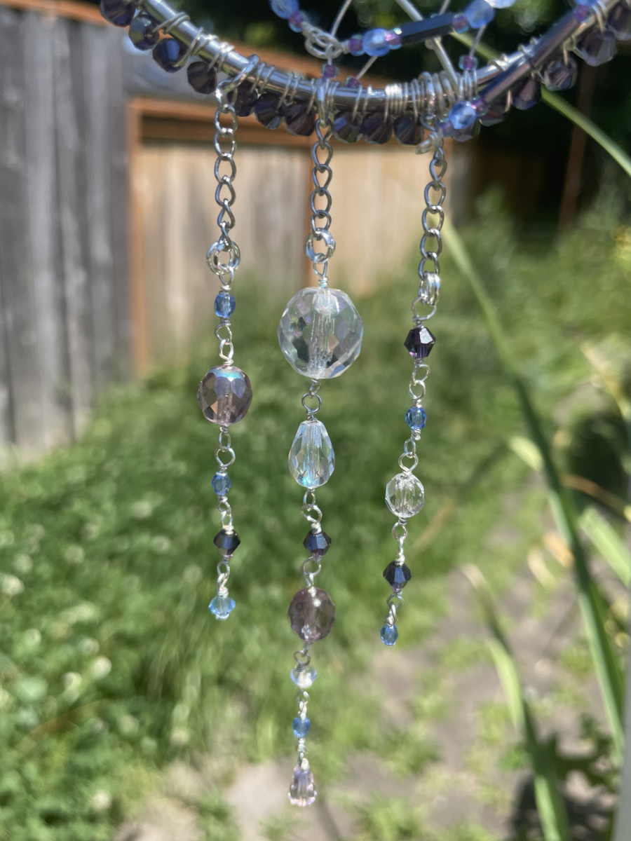 Handmade Spider on Web Suncatcher, Purple and Black Accents - Image 5