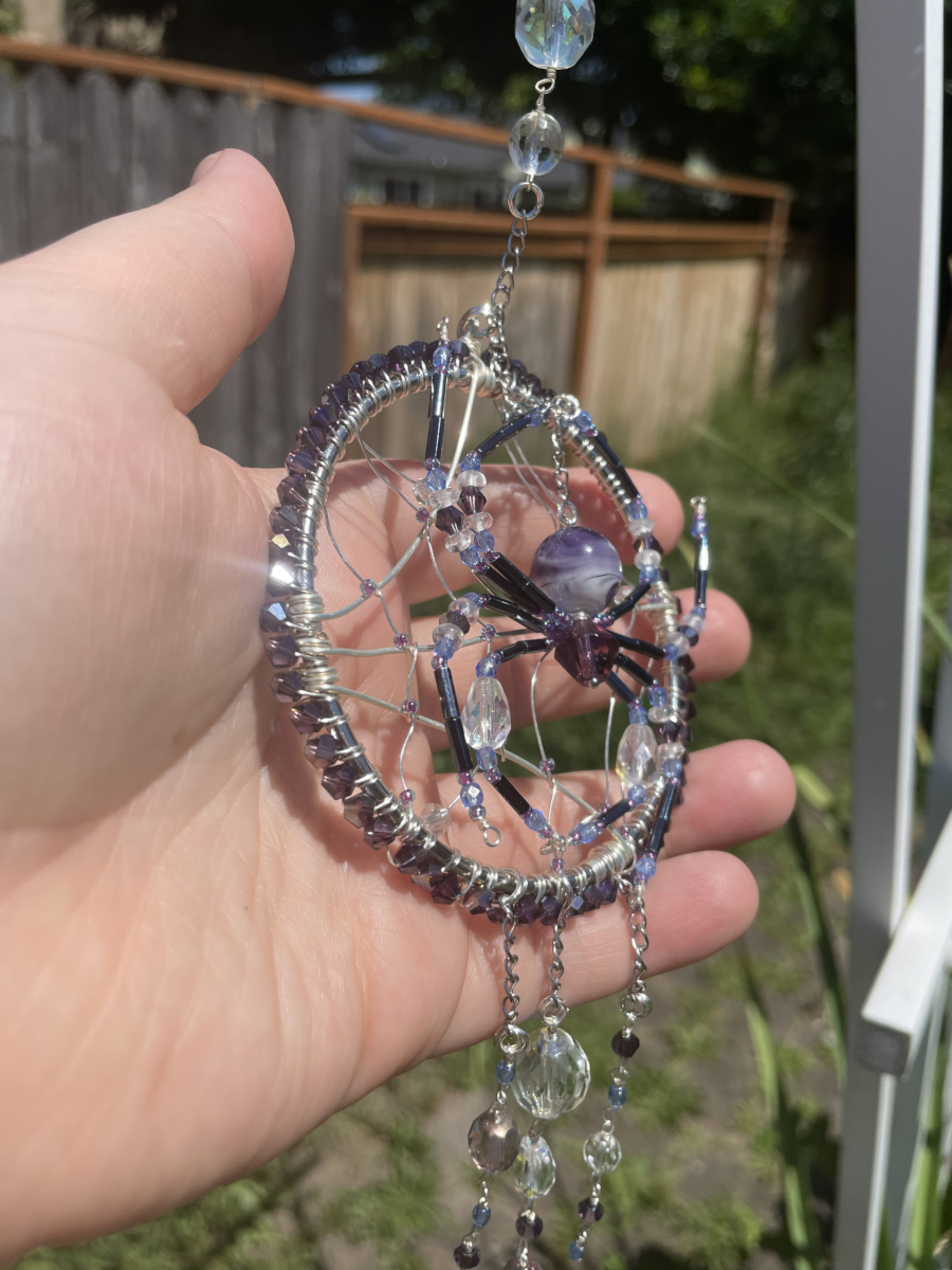 Handmade Spider on Web Suncatcher, Purple and Black Accents - Image 7