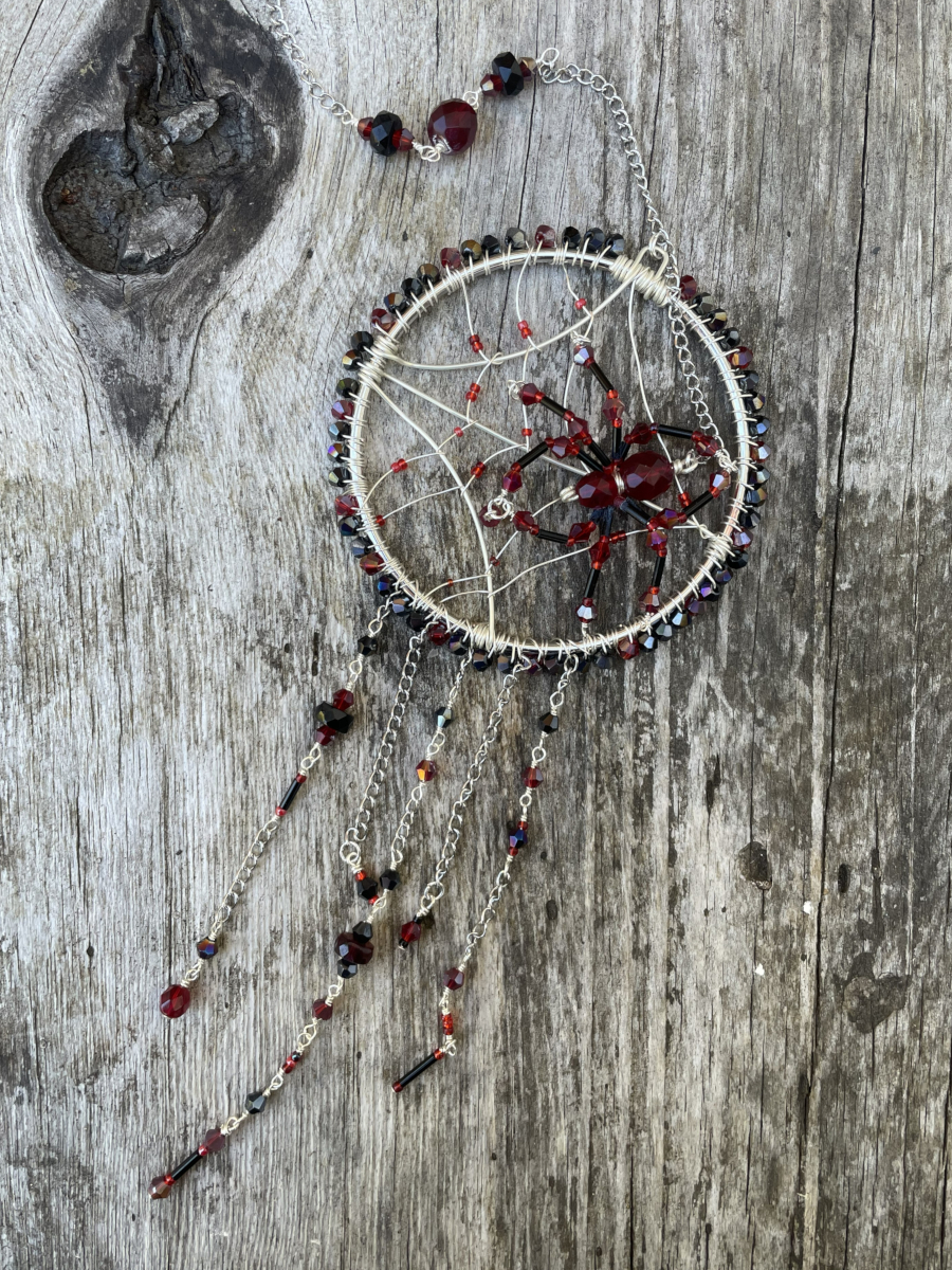 Handmade Spider on Web Suncatcher, Red and Black Accents - Image 8