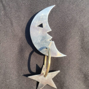 Vintage Moon and Star 925 Sterling Silver Taxco Mexico Brooch Pin, Signed TD-14