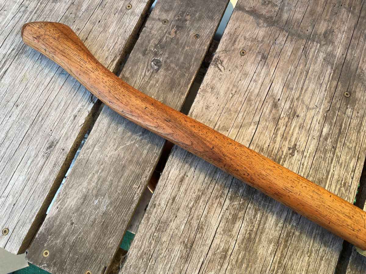 Handmade Decorative Sweeper Broom with Natural Wooden Axe Handle, Forest Green Cord - Image 3